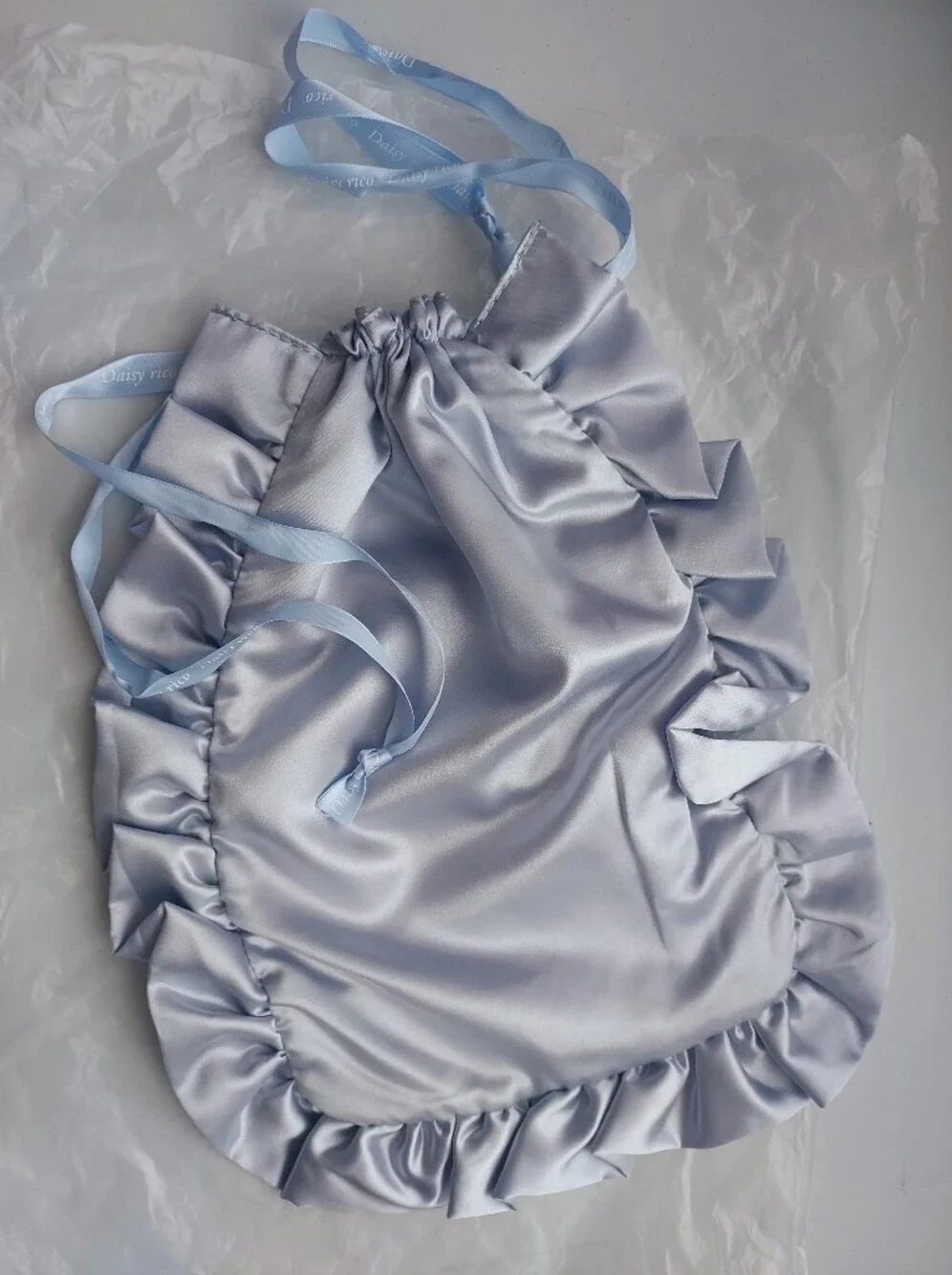Japan brand grey silver lace Satin Lace cloths cosmetic drawstring bag pouch